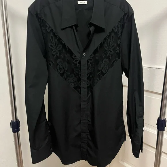 Alexander McQueen | Shirts | Alexander Mcqueen Black Floral Lace Mens Dress  Shirt | Poshmark